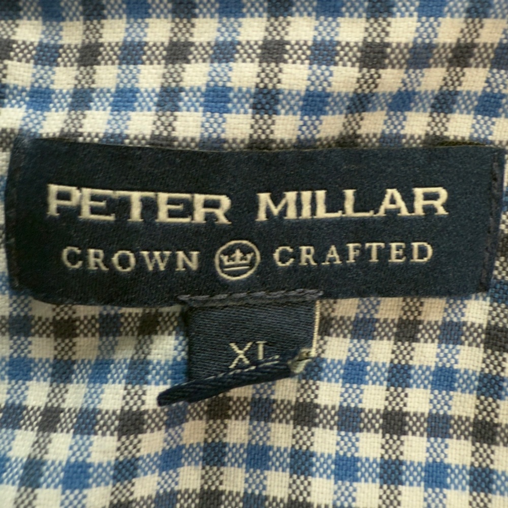 Peter Millar Crown Crafted Blue Gingham Button-Down Shirt - Size XL - Picture 8 of 9